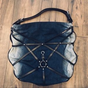Diesel denim and leather bag